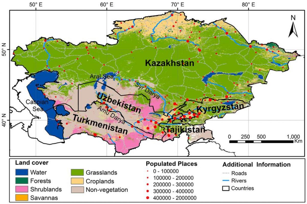 mapa Kazahstanu klime