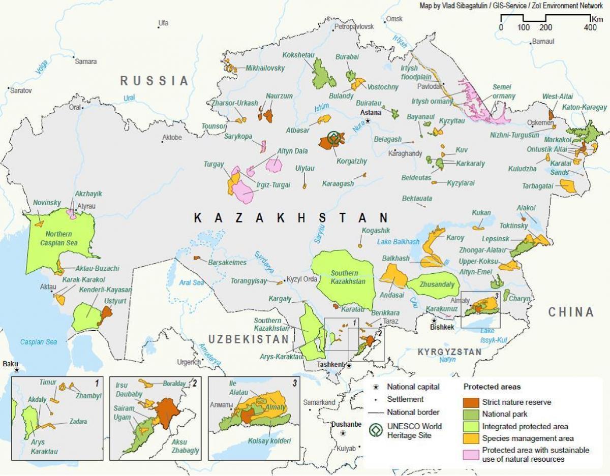 mapa Kazahstanu prirodni resursi