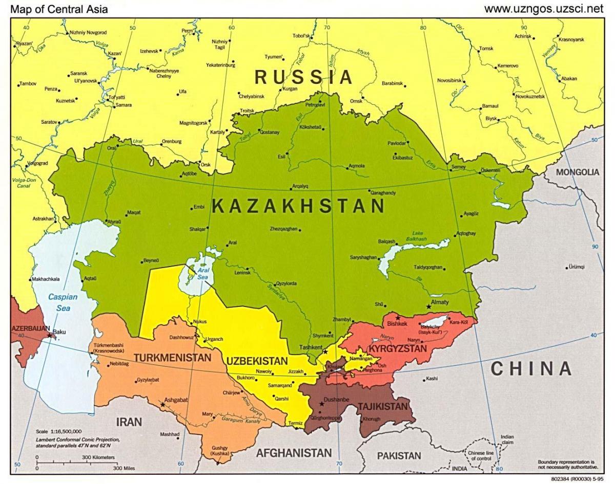 mapa Kazahstanu mapu aziji