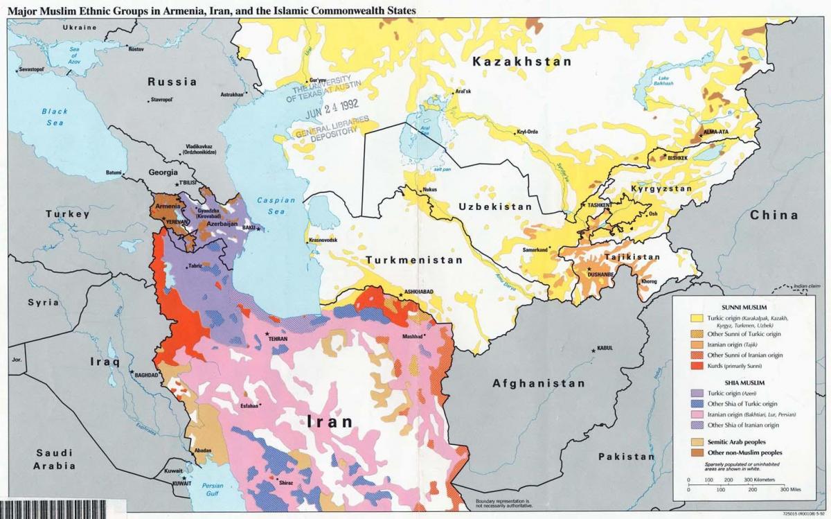 mapa Kazahstanu religija