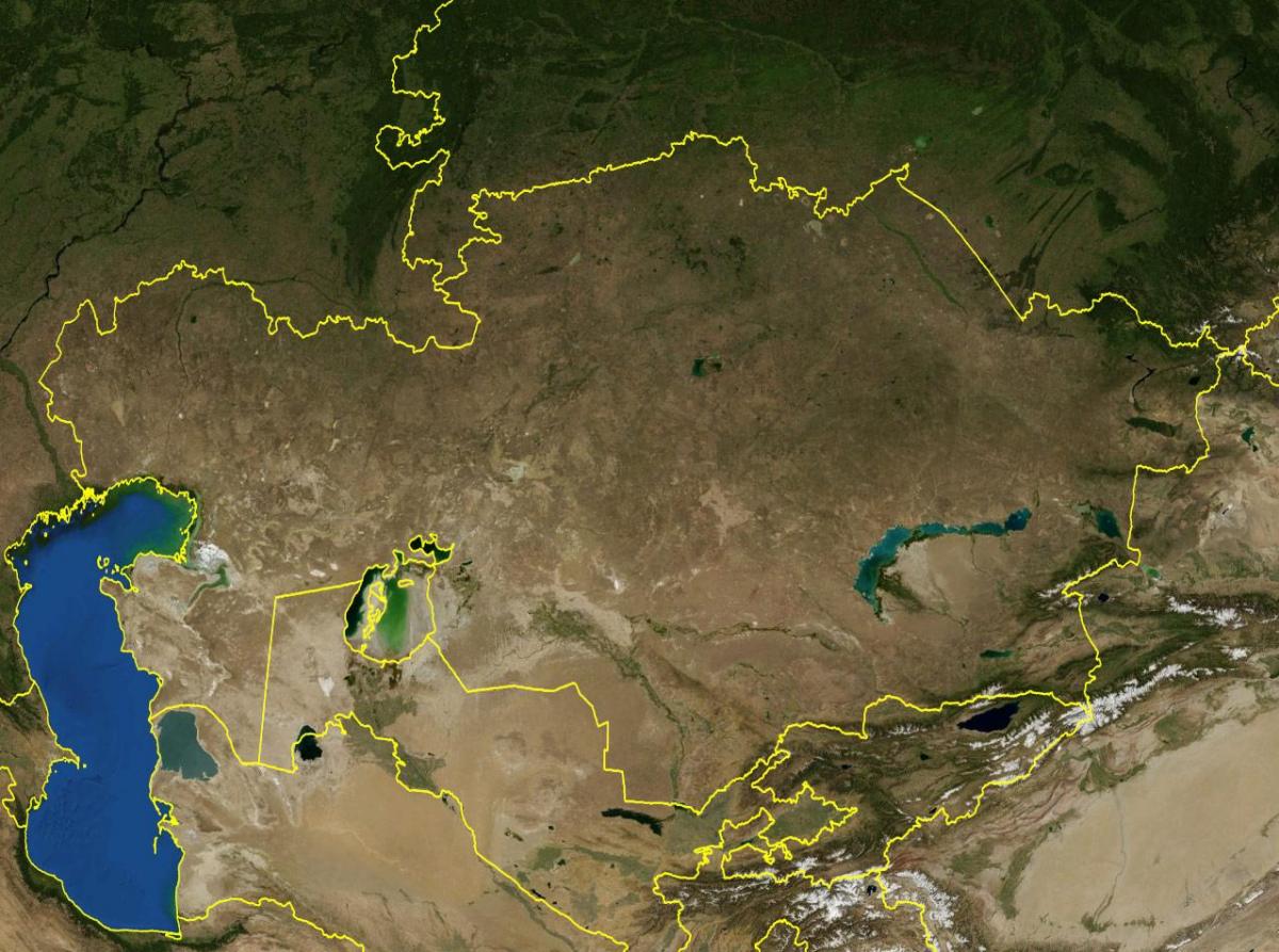 mapa Kazahstanu topografske