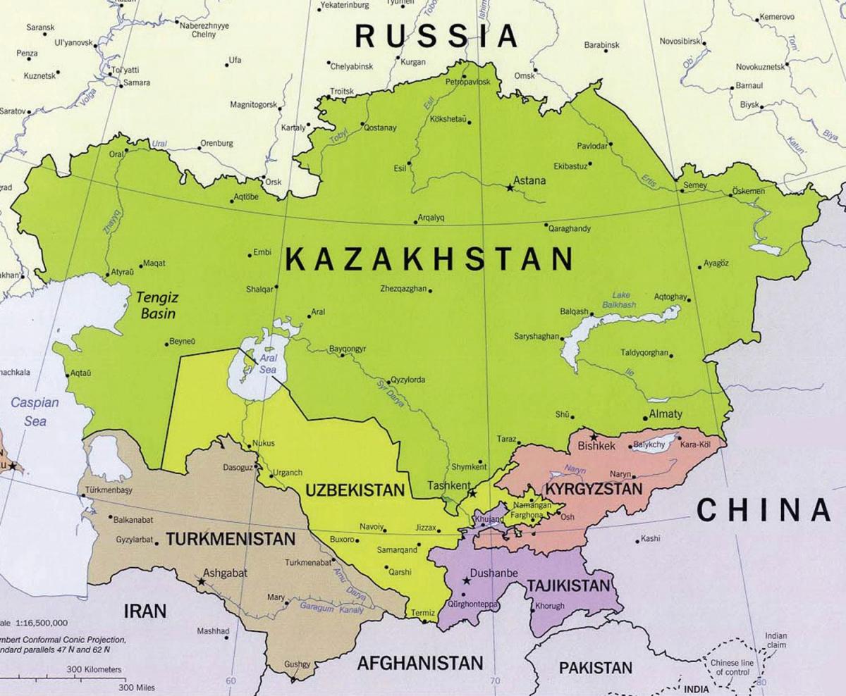 mapa tengiz Kazahstanu