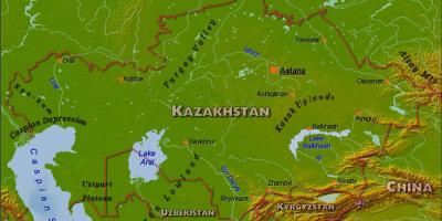Mapa Kazahstanu fizički