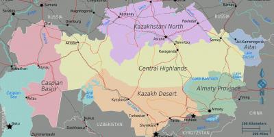 Mapa Kazahstanu regionima