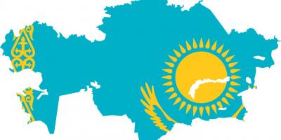 Mapa Kazahstanu zastavu